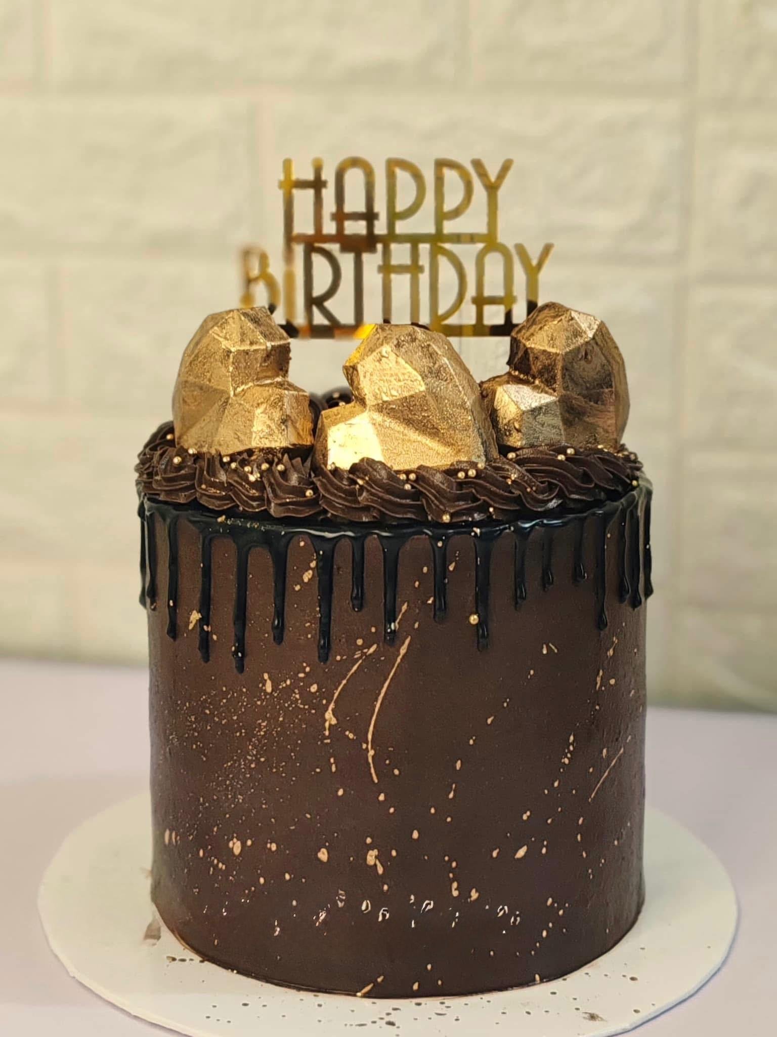 Golden Drip Birthday Cake