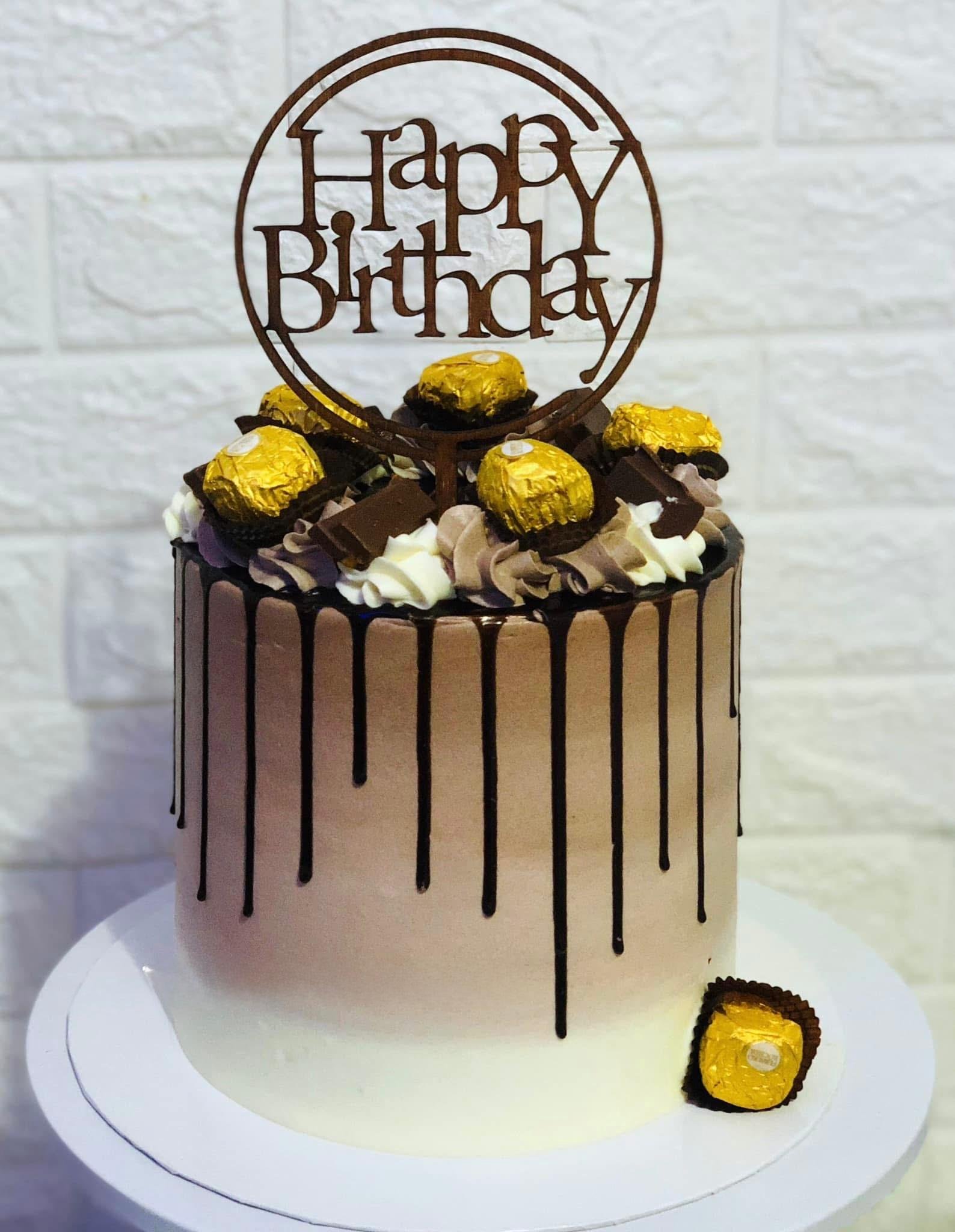 Golden Drip Flower Cake